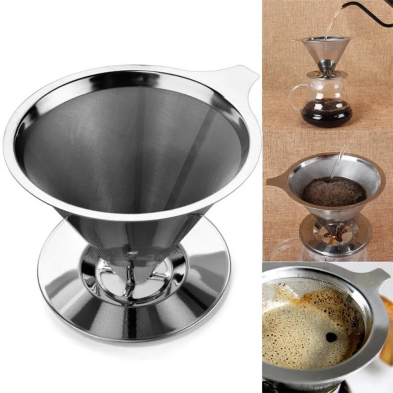 Stainless Steel Coffee Filter Holder Reusable Coffee Filters Dripper Drip Coffee Baskets