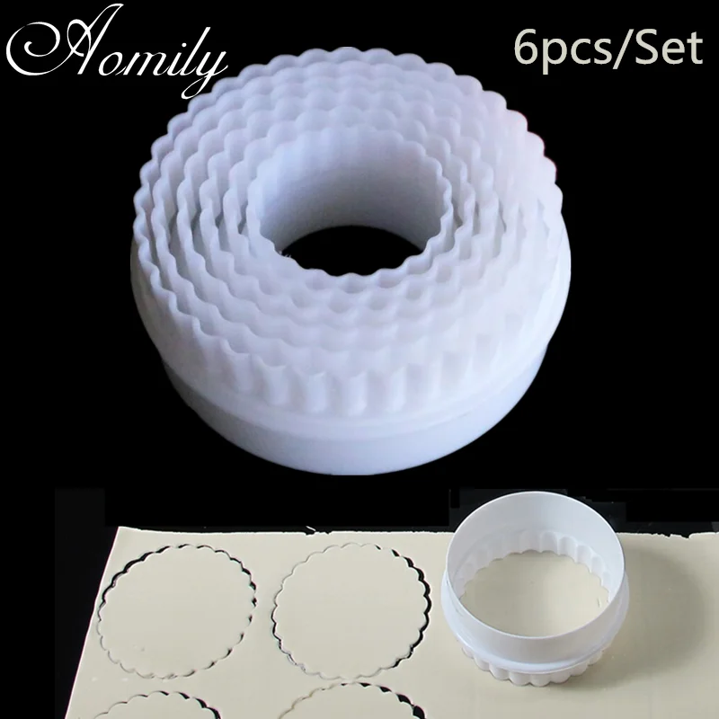 Aomily-moldes redondos de corte en relieve para pasteles, herramienta de cocina para hornear galletas, repostería, Chocolate, gelatina, Fondant