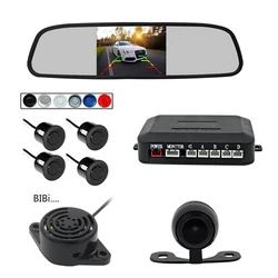 Car Safe Parking Sensor 4.3 Inch rear view mirror parking sensor 4 sensors with backup reverse camera