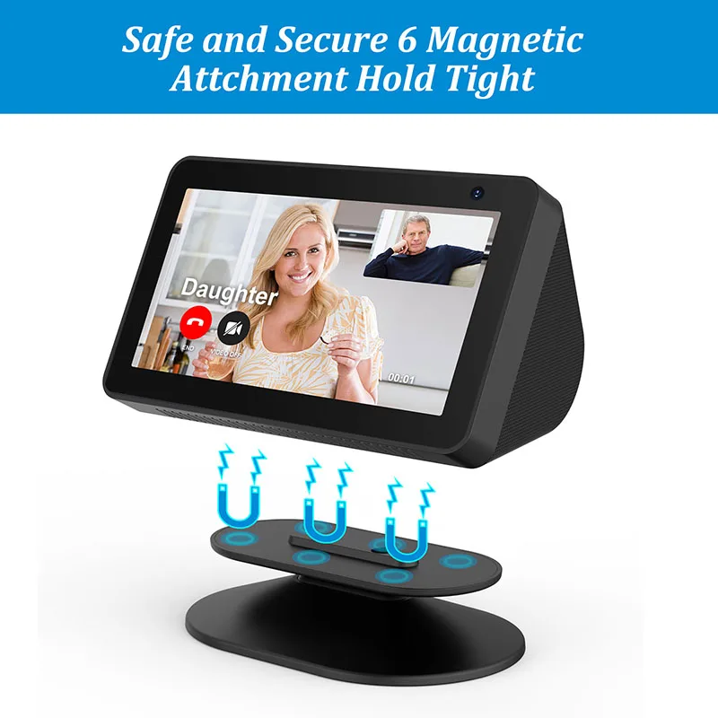 حامل مغناطيسي قابل للتعديل من PlusAcc وقاعدة مضادة للانزلاق لجهاز Alexa Echo Show 5 (1st & 2nd 3rd Gen) 8 (1st & 2nd) للحصول على عرض جيد