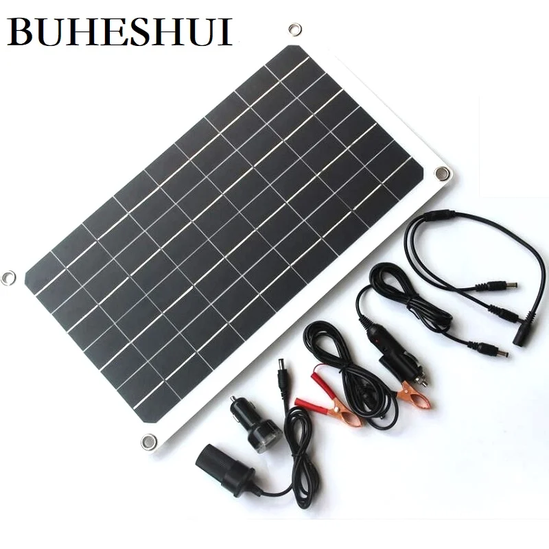 BUHESHUI Portable 20W 18V/5V Solar Panel Charger For 12V Car / Boat Battery /Mobile Phone Semi-flexible Monocrystalline