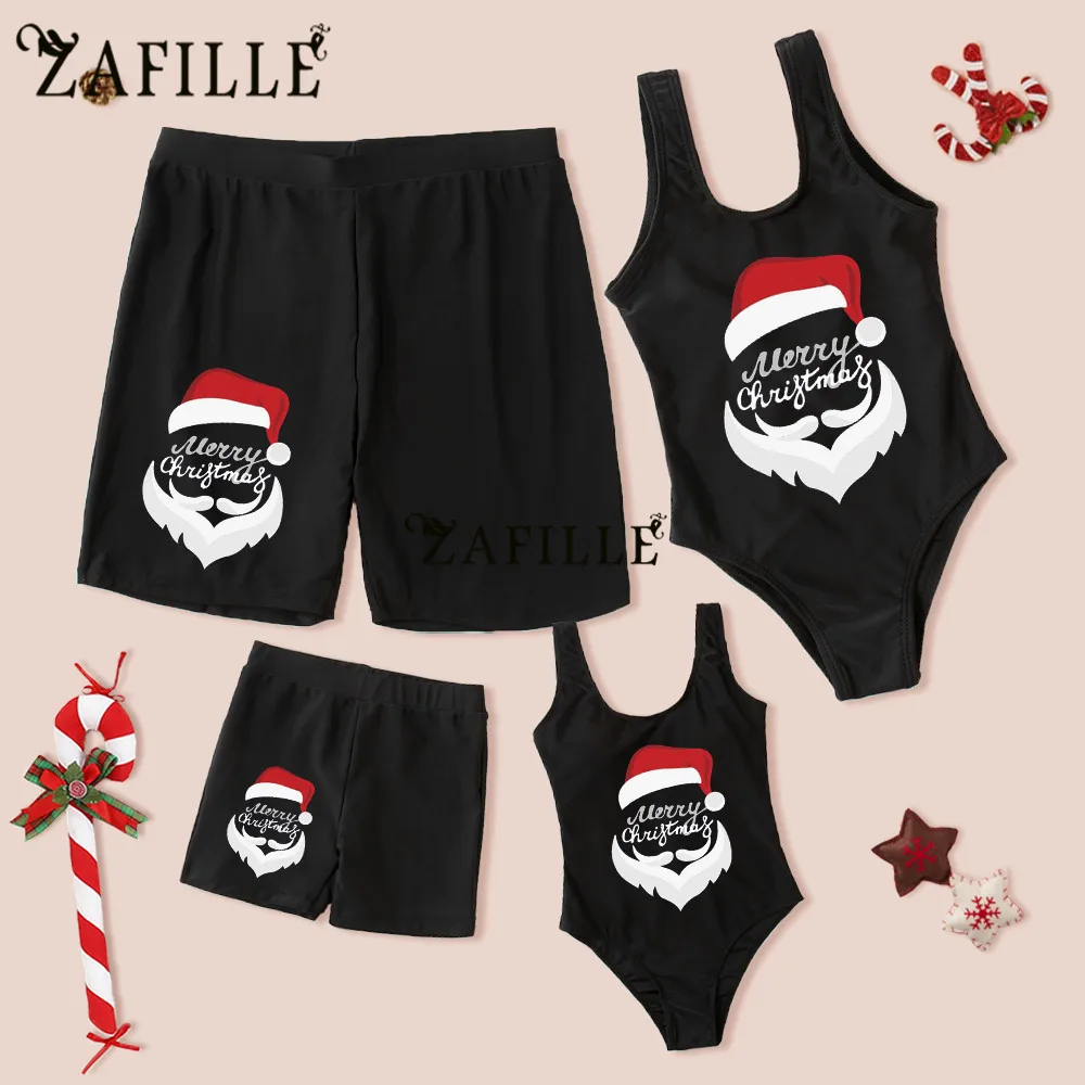 ZAFILLE Christmas Family Matching swimsuit women bathing Suit Beachwear Sexy One Piece Swimwear for female Men boy Swimsuits