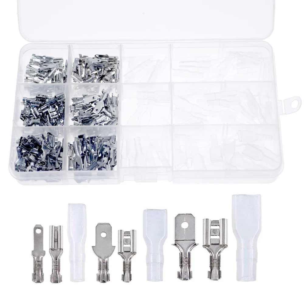 270Pcs/Box Male Female Spade Wire Crimp Quick Connectors Wiring Terminals 2.8mm 4.8mm 6.3mm