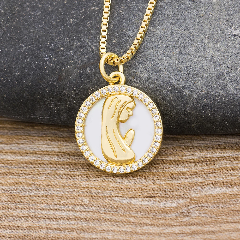 AIBEF Hot Sale Virgin Mary Necklace Top Quality Classic Gold Plated Church Christian Prayer Jesus Religion Charm Jewelry Gifts