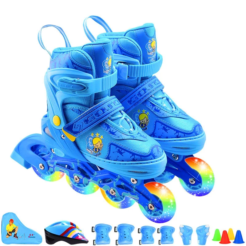 Roller skates roller skates children's full flash suit 3-10 years old men and women adjustable roller skates single row roller