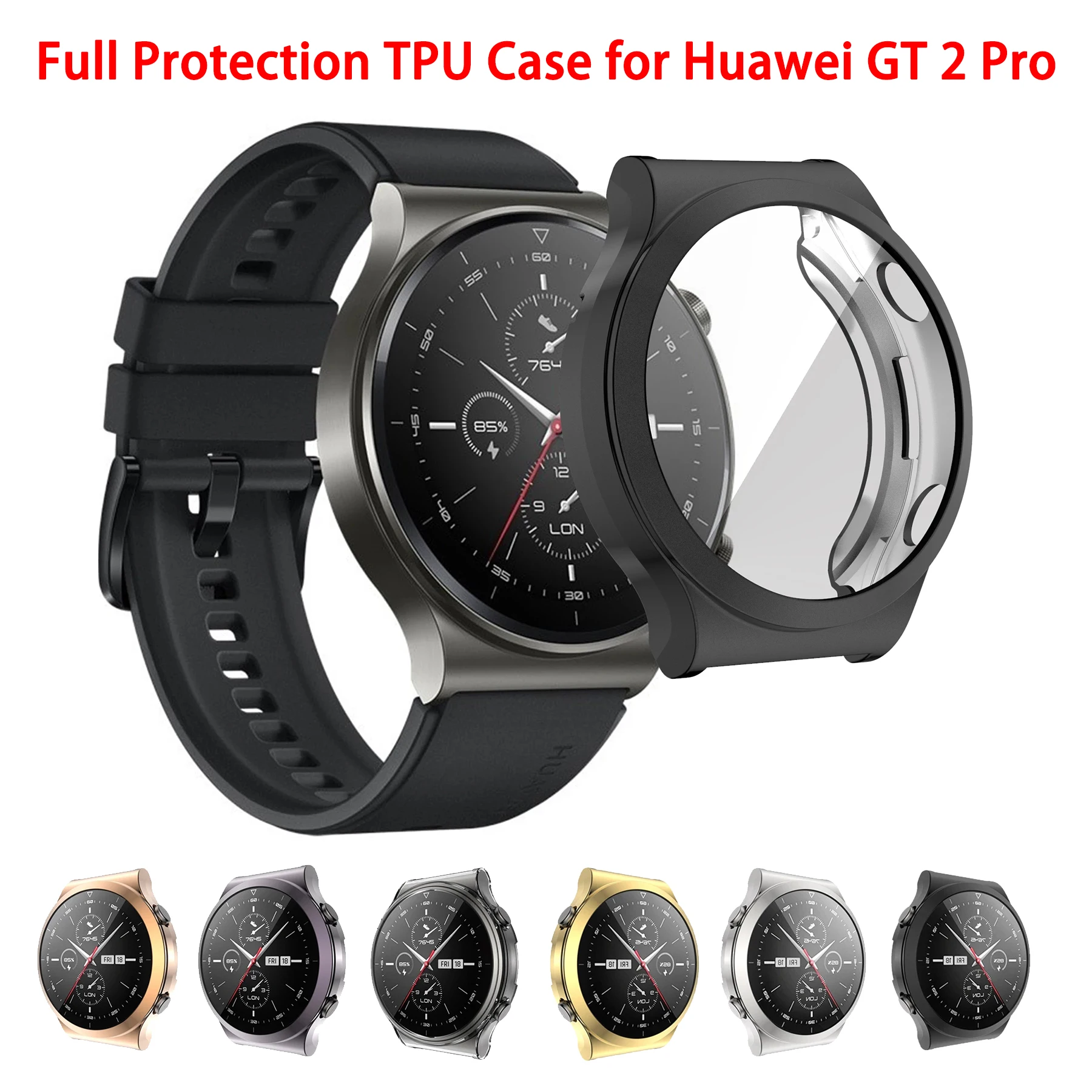 Funda de TPU para HUAWEI WATCH GT 2 Pro, Protector de pantalla suave envolvente, fundas de parachoques para huawei gt2 pro, protección de pantalla