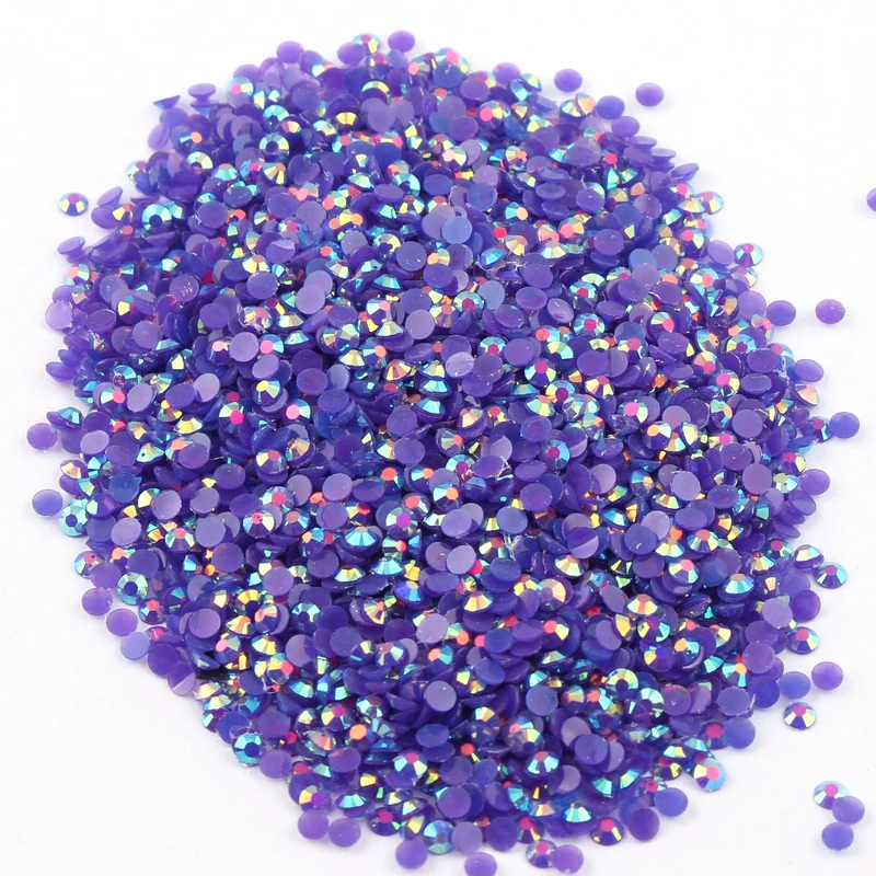 Resina Geléia Rhinestone para Nail Art Decorações, Roxo Escuro, Flatback Redondo, Acessórios DIY, AB, 2-4mm