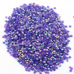 Dark Purple AB 2-4mm Nail Art Resin Jelly Rhinestone Round Flatback Nail Decorations DIY Nail Art Accessories