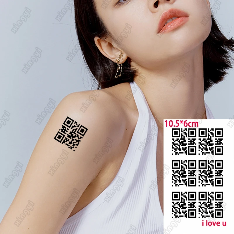 Creative Love QR Code Fake Tattoo for Lovers Adults Children's Wrist Body Art Waterproof Temporary Tatoo Sticker for Men Women