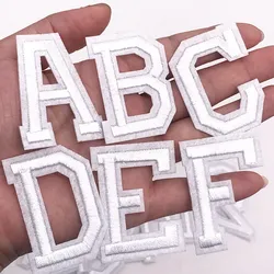 1Pcs White english letters Patches for Clothes Embroidery Appliques Child Women Clothing Accessories Badge