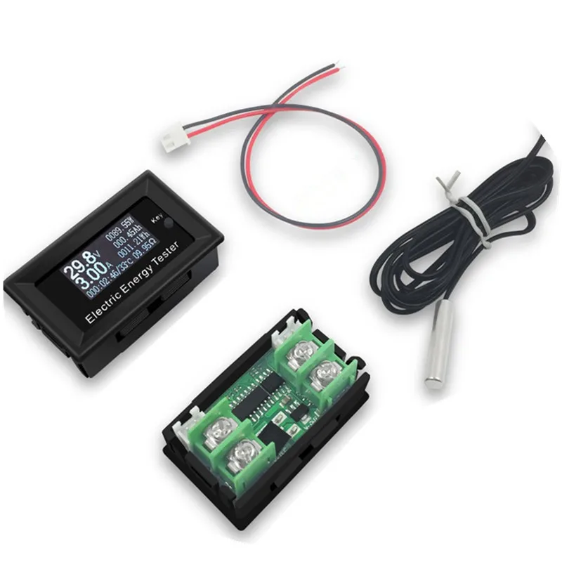 Tester Baterai Kepala Pengukur Arus/Tegangan DC Tampilan Digital Penguji Kapasitas Baterai Lithium Daya Kendaraan Listrik