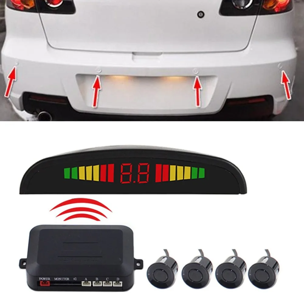 Wireless Car Auto Parktronic LED Parking Sensor with 4 Reverse Backup Radar Monitor Detector System Display