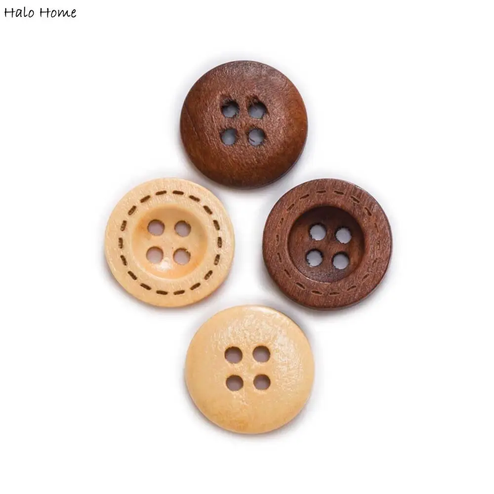 50pcs 4 Hole Wooden Button for Sewing Scrapbooking Clothing Crafts Gift Jacket Blazer Sweaters Handwork Accessories 12.5-18mm