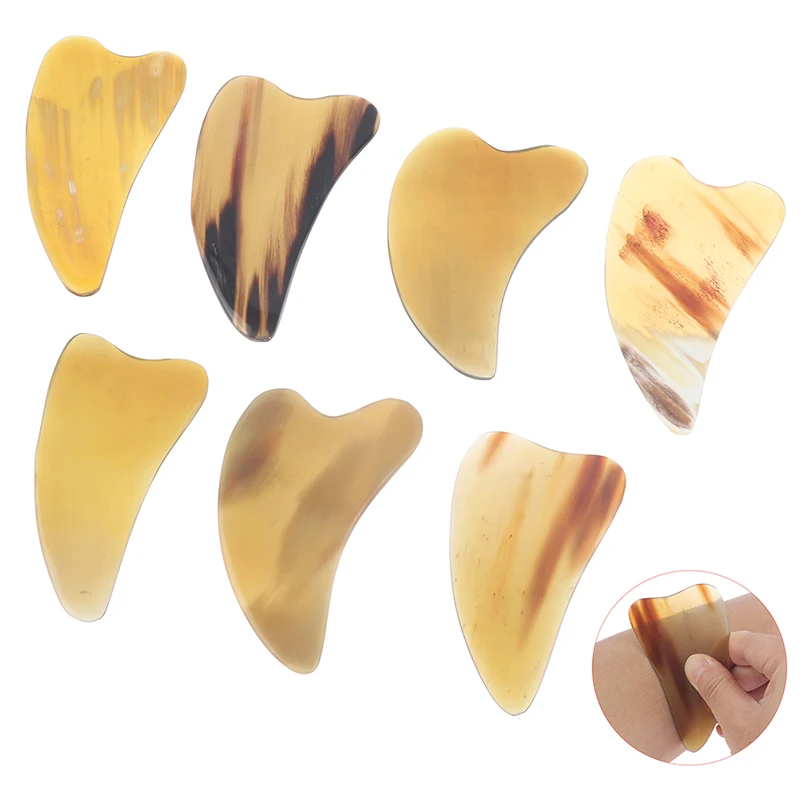 Natural Ox Horn Gua Sha Board Gouache Scraper Face Massager Facial Lift Neck Body Scraping Massage Beauty Tools Physical Therapy