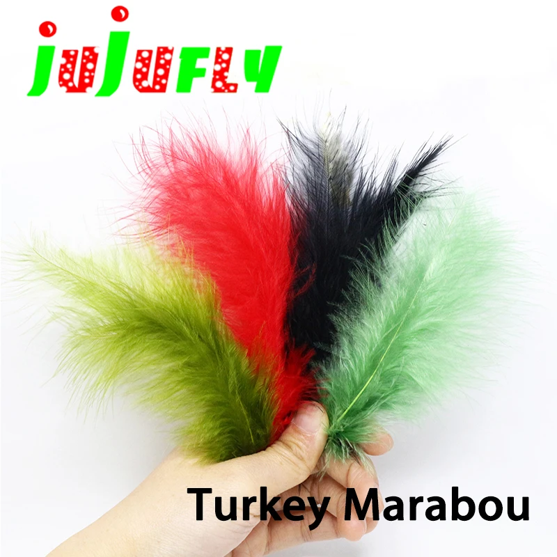 

Popular 40feathers inexpensive dyed turkey marabou slim feather substitute leech streamer body&tail fly tying materials