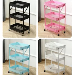 45x30x77cm Family folding storage cart Sundry basket toilet kitchen bathroom rack organizer shelf stand decor bedroom