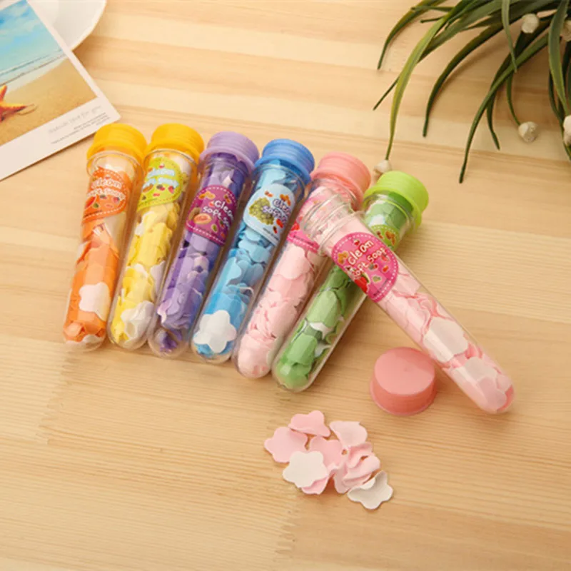 Portable Disposable Hand Washing Test Tube Soap Fruity Foaming Flower Piece Student Opening School Outdoor Travel Outfit