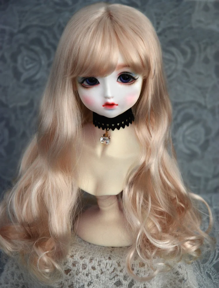 

Парик для куклы BJD, подходит для размеров 1-3, 1-4, 1-6, волнистые челки из молочного шелка, аксессуары