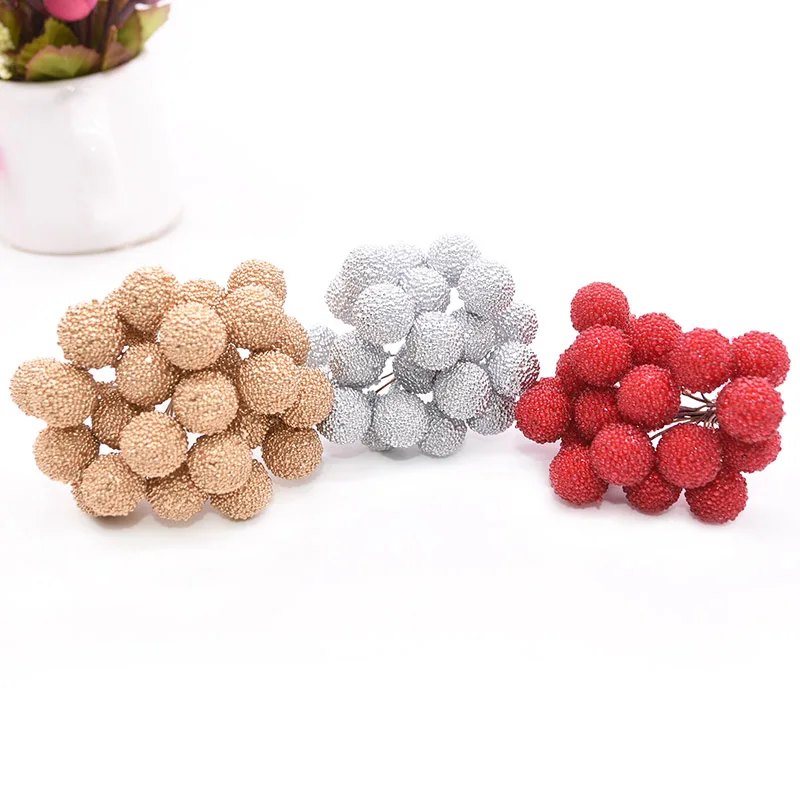 Künstliche Schaum Staubblatt Obst Berry Gold Silber Rote kirsche perlglanz staubblatt hochzeit Weihnachten decor DIY geschenk box Kränze – Detail 18