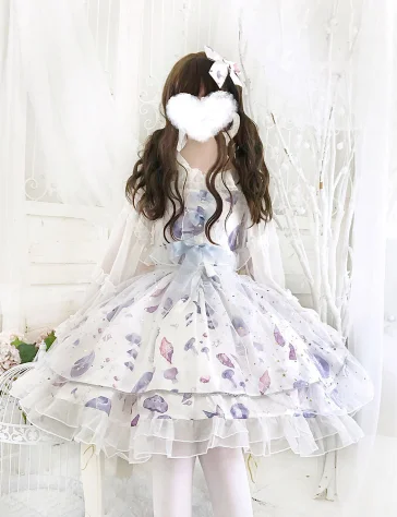 Sea Moon Jellyfish jsk pasek opaska dziecięca Lolita dziewczyna sukienka z wysokim stanem księżniczka spotkanie przy herbacie słodka sukienka lolita koronka w stylu vintage bowknot