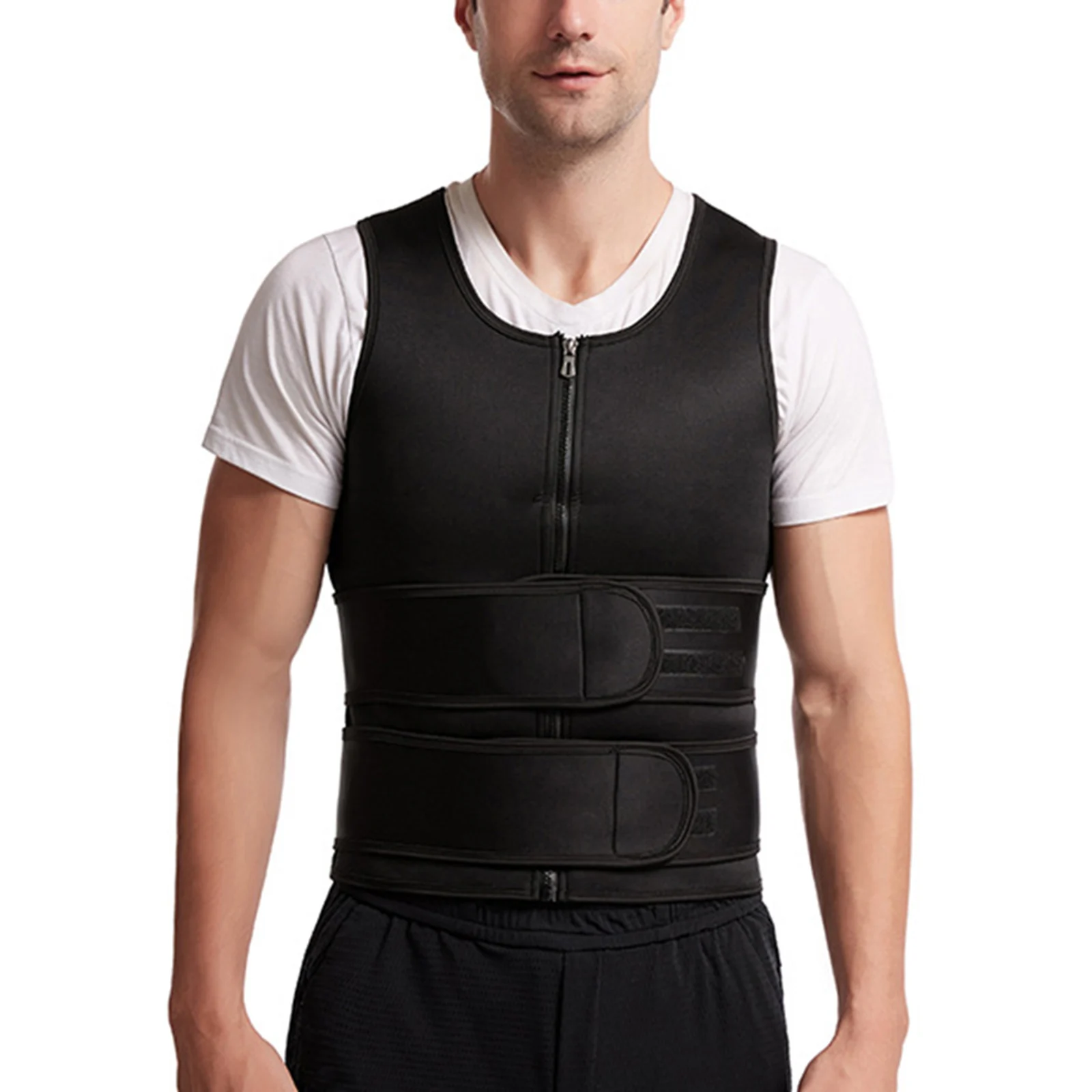 

Men Body Shaper Neoprene Sauna Vest Waist Trainer Double Belt Sweat Shirt Corset Top Abdomen Slimming Shapewear Fat Burn Fitness