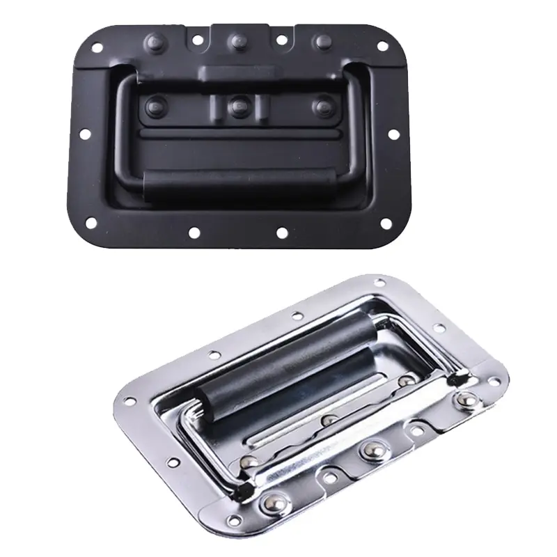 House Furniture Cabinet Pulls Hardware Spring Loaded Steel Recessed Handle With Padded Grip Case Chest Cabinet Speaker Box