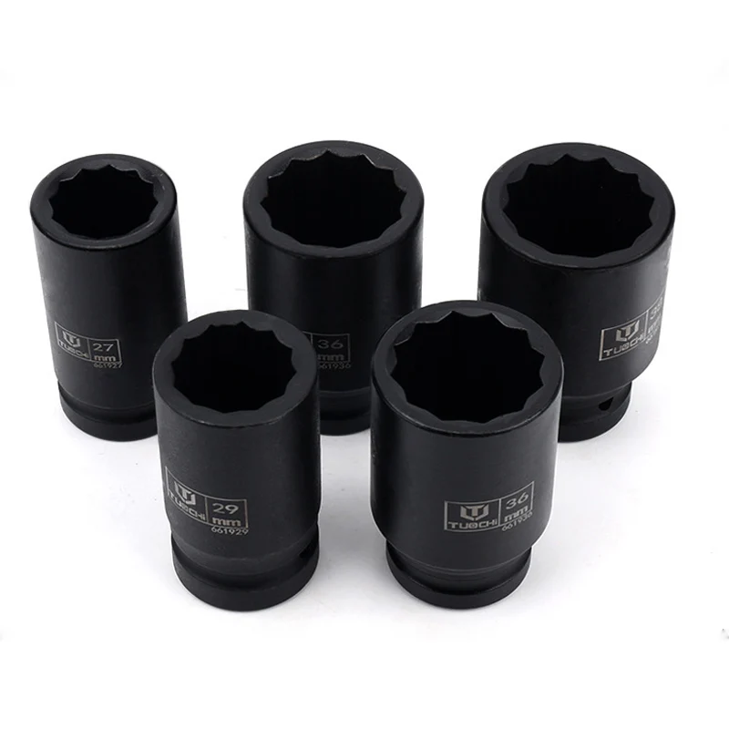 1PCS 3/4 "Heavy Duty Auswirkungen Buchse Set CR-V 12 Piont Steckschlüssel Kopf 80mm Länge Verdicken Pneumatische buchse Reparatur Tools17-55mm