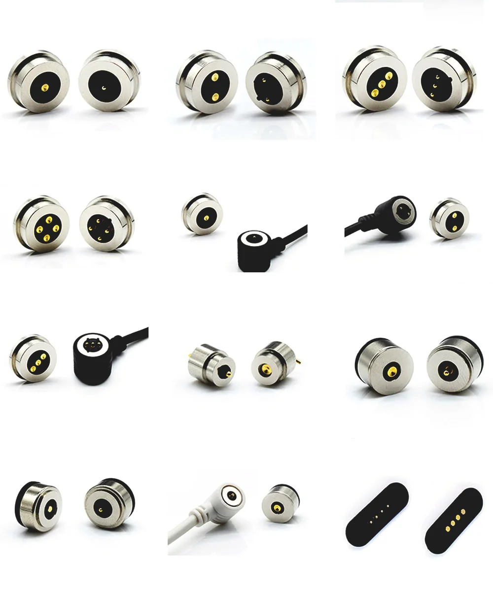 2pin circular pogo pin connector, 5V2Acharging headHigh Current Strong Magnetic LED Light Power Socket Magnetic DC  Connector