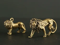 Handmade Pure Brass simulation lion craft DIY jewelry ornament portable Miniature Fitting Keychain Pendant souvenir gift a0701