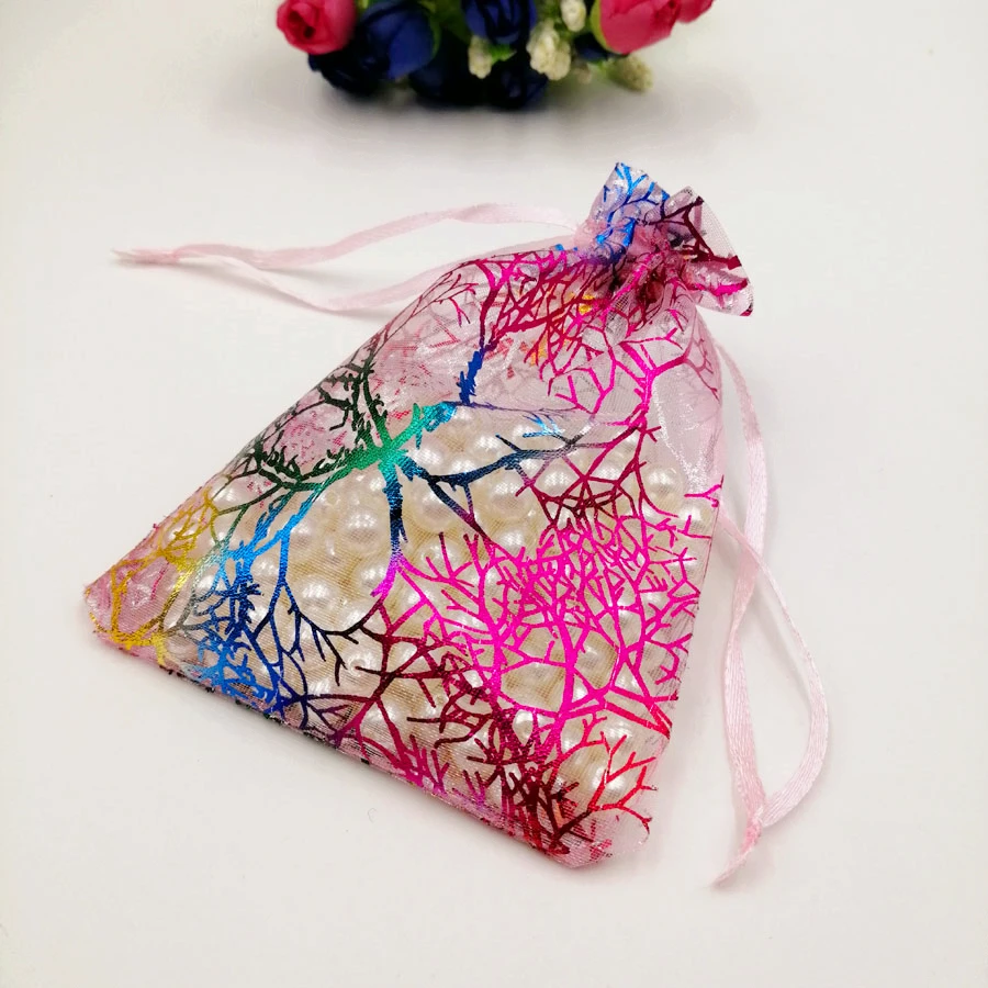 

1000pcs Pink Coral Organza Bag Drawstring Pouch Bag Organizer Jewelry Box Gift For Wed Christmas Jewelry Display Packaging Bags