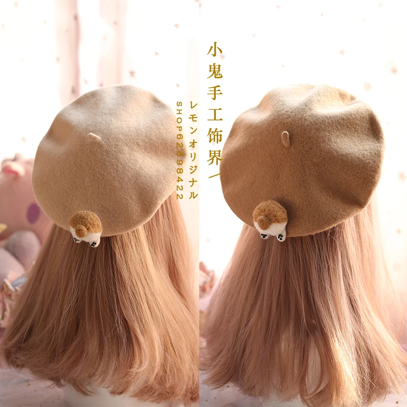 Soft Meng Japanese Corgi ass bud cap beret painter cap pp cat biscuits hat lovely autumn and winter hat female