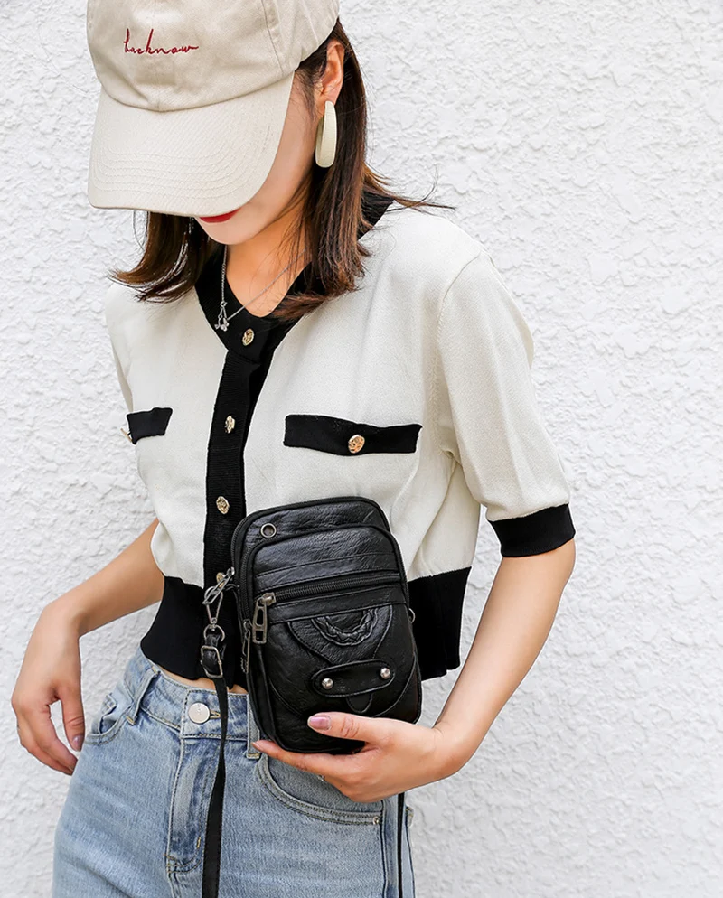 Vintage Pu Leder Umhängetaschen für Frauen kleine Cross body Telefon Geldbörse Handtasche Tasche weibliche Brieftaschen Tasche – Detail 9