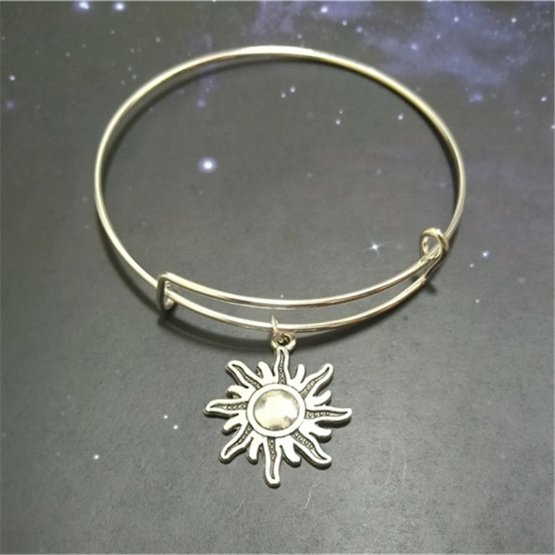 Sun Bracelet Sun Charm Sun Pendant Sun Jewelry Silver Color Sun Bangle Sunshine Bracelet for Women Silver Color