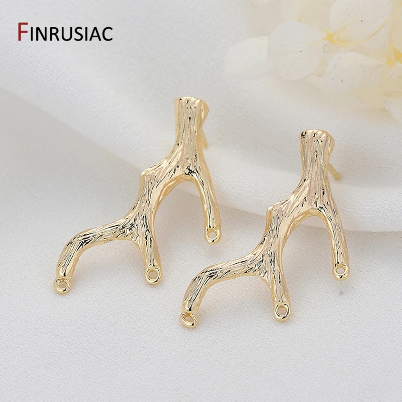 

14K Gold Plated Brass Metal Tree Trunk Design Post Earrings Accessories, DIY Earrings Jewelry Making Components