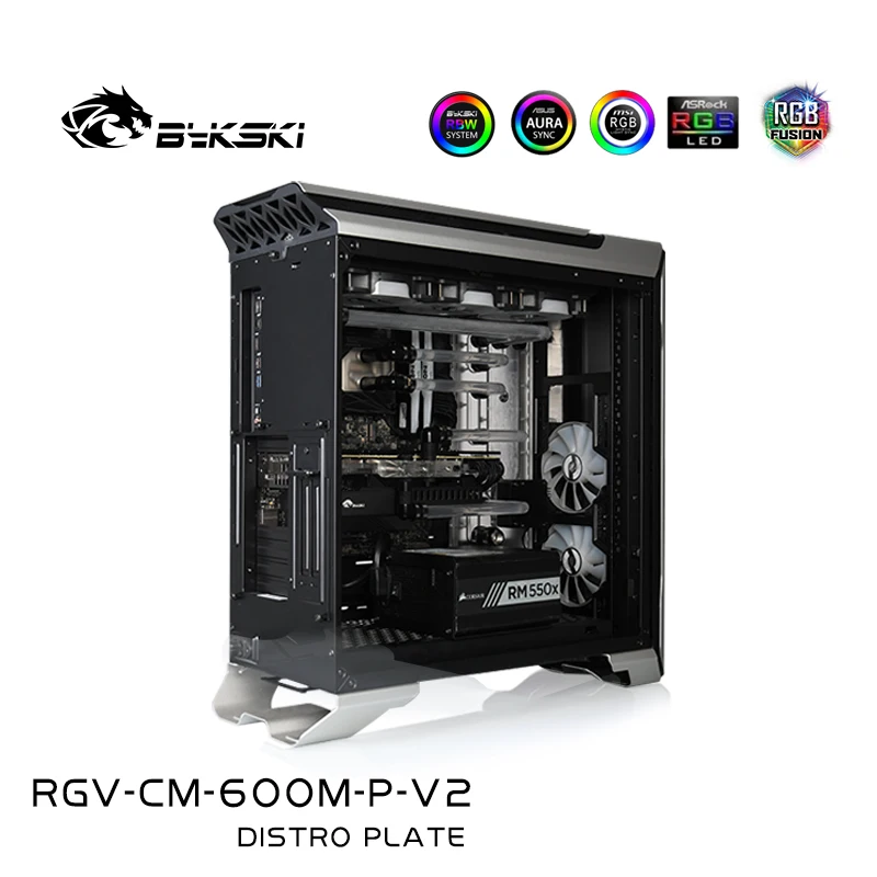 Bykski Pelat Distro Reservoir RGB Pendingin Air untuk CoolerMaster SL600M Casing Sasis RGV-CM-600M-P-V2