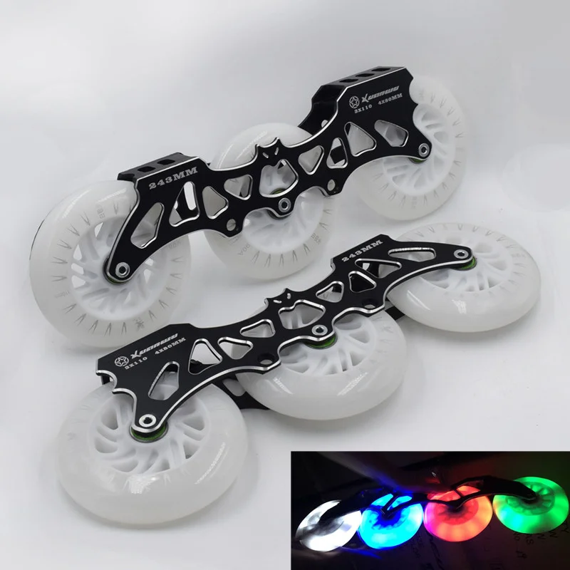 110mm 80mm led velocidade patins roda 3x110mm 4x80mm 165mm 195mm montagem multi-purpose 3 rodas roller skate base m7 cnc patinação quadro