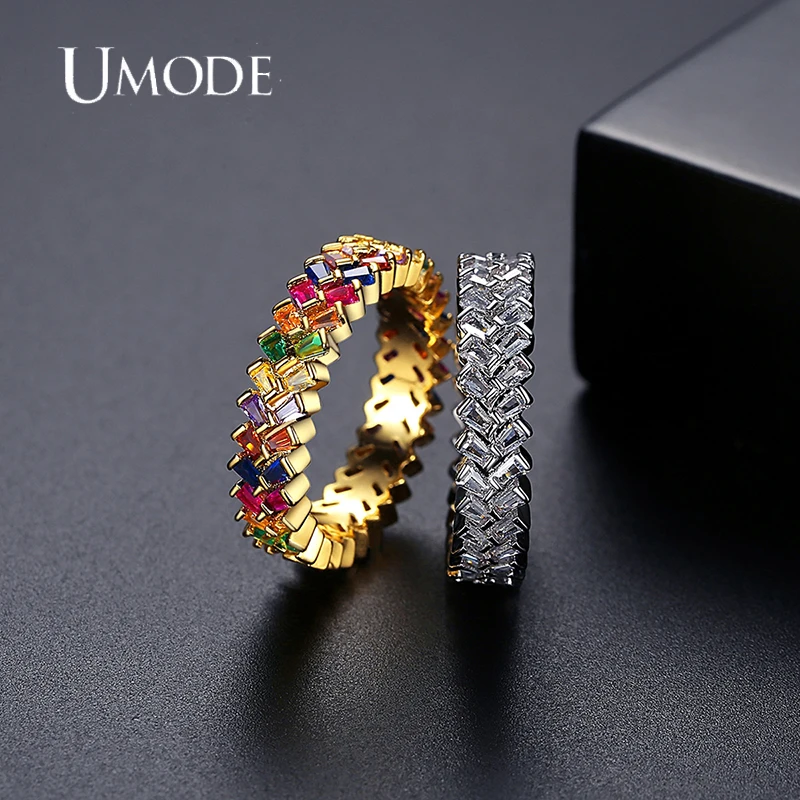 

UMODE NEW Colorful Australia Rhinestone Cubic Zirconia Rings for Women Fashion Jewelry Pendientes Mujer Christmas Gifts UR0651