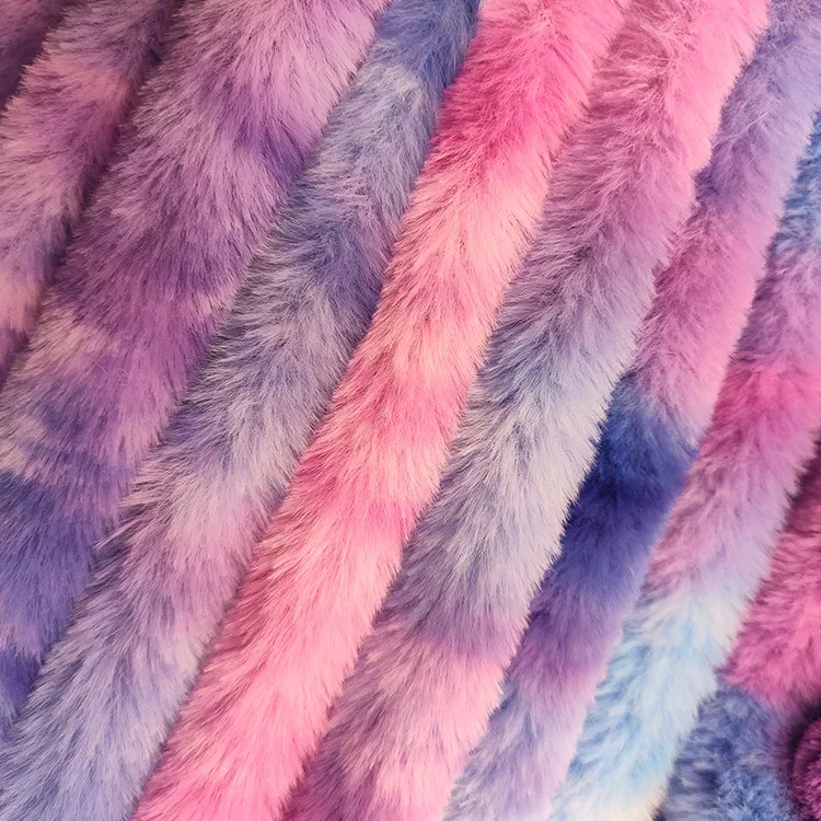 Tie-dyed Rainbow Rabbit Hair Velvet Plush Fabric, Polyester, DIY Sewing, Fashion, Coat, Toy, Pillow, Pet Nest, Flannel Cloth