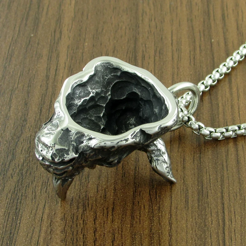 Vintage Norse Rhinoceros Pendant Necklace For Men Biker Punk Rock Animal Rhino Head Pendants