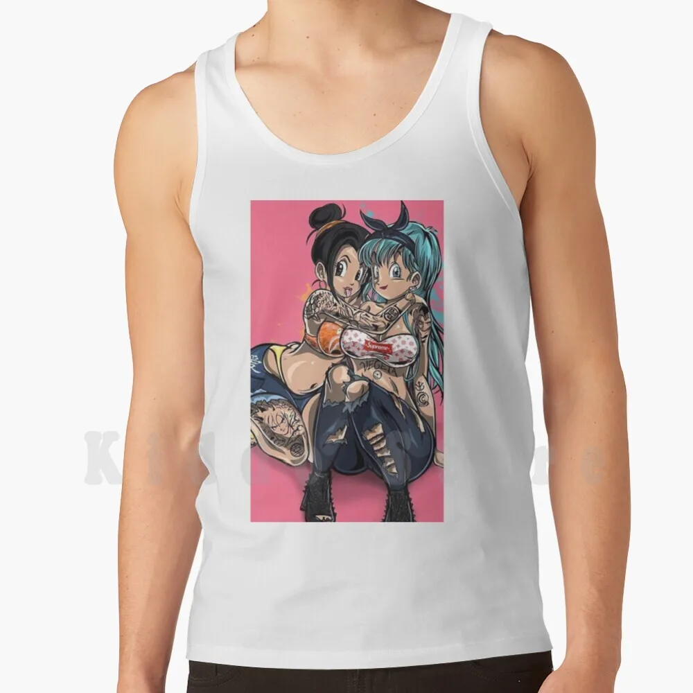 Bulma And Chichi Tank Tops Vest Sleeveless Bulma And Chichi Fashion New York Pattern London Paris France Band