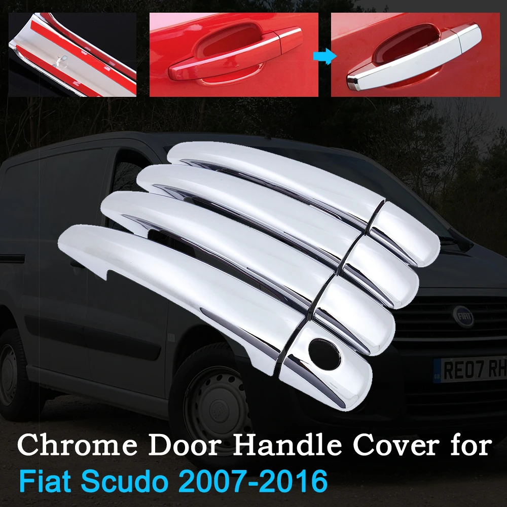Chrome Car Handle Cover Terse Protector Shell for Fiat Scudo 2007~2016 for Peugeot Expert Toyota ProAce Citroen Car Accessories
