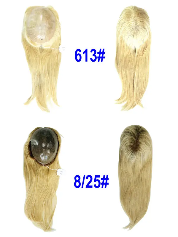 Hstonir Skin Toupee For Women Human Hair Topper Pu Wig Base Hair Pieces For Lady European Remy Hair Blond For Hair Loss TP22