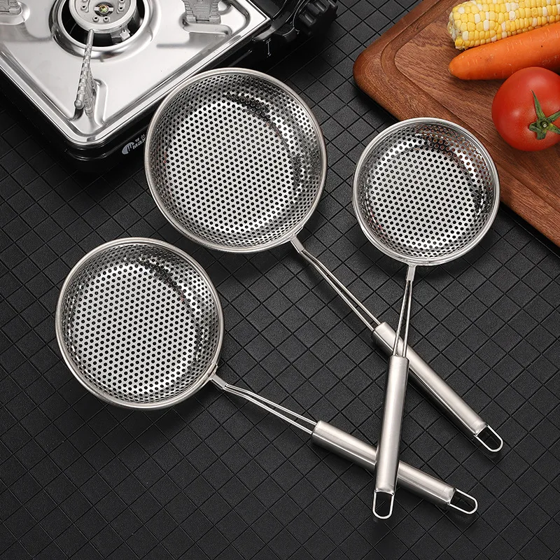 Stainless Steel Colander Skimmer Strainer Drain Oil Filter Frying Scoop Long Handle Kitchen Noodles Sieves Tableware Accessories