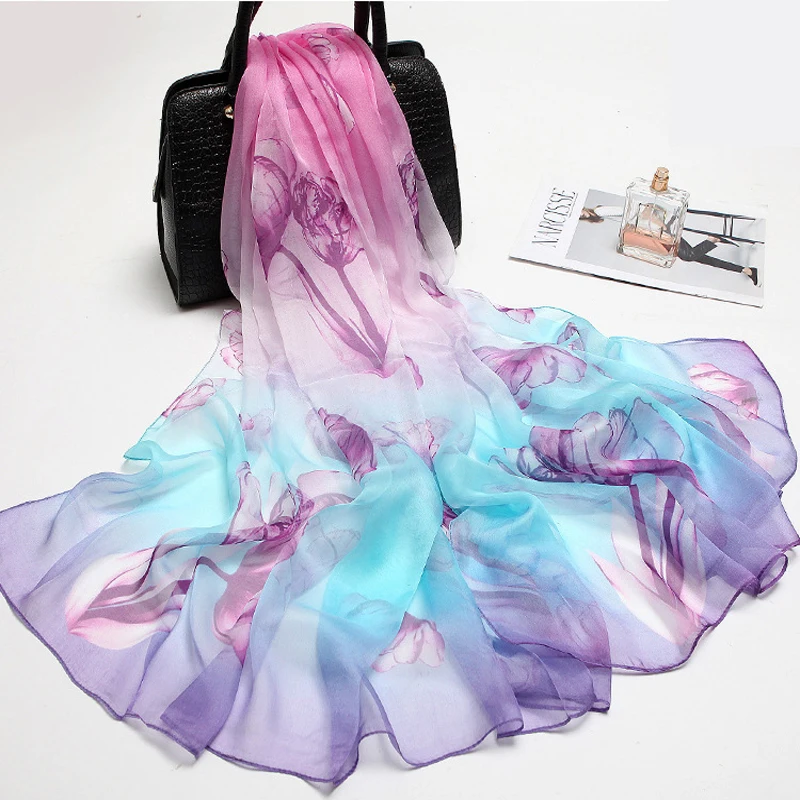 180*110cm 100% Silk Big Size Silk Scarves Fashion Floral Printed Shawl Sale Luxury Women Genuine Natural Silk Scarf Shawl