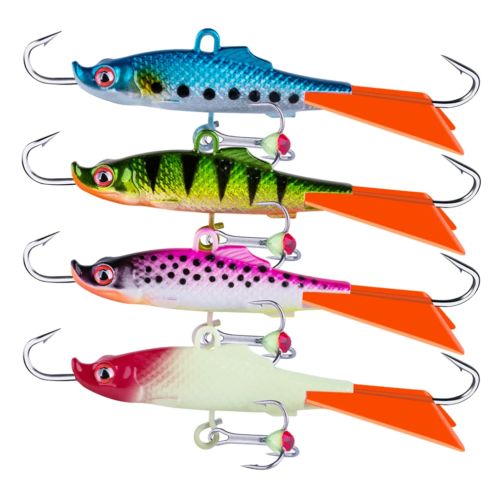 

Goture 4pcs/set Winter Ice Fishing Lure Balancer Jig Bait S-Shape 3D Eyes Lead Hard Lure Luminous Pesca Tackle