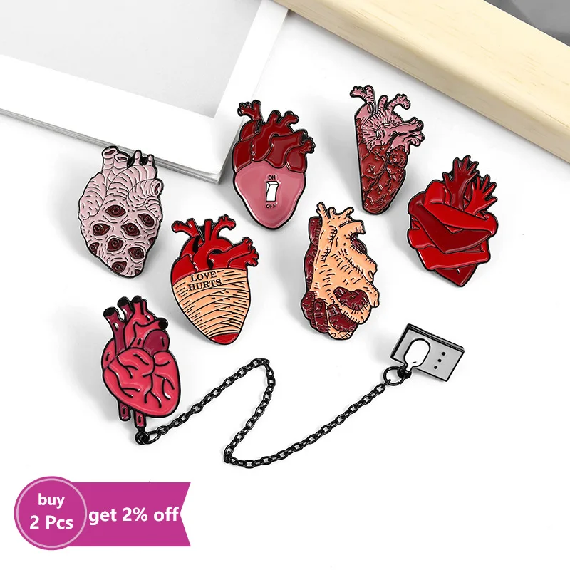 19style Anatomical Heart Enamel Pins Medical Anatomy Brooch  Neurology  for Doctor and Nurse Lapel Pin Bags Badge Gifts