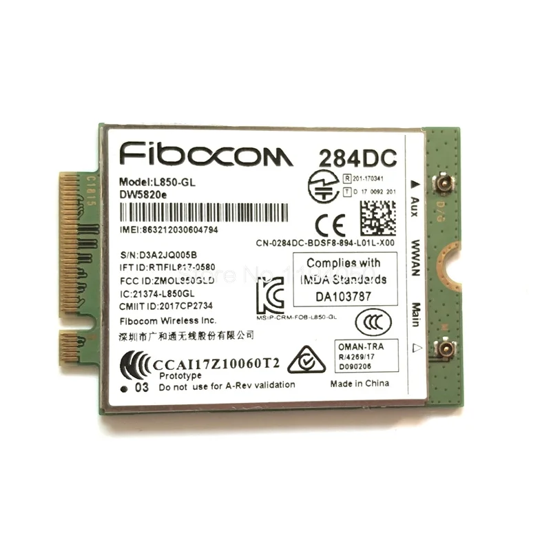 WDXUN DW5820e Fibocom L850-GL LTE/WCDMA 4G WWAN карта модуль 0284DC 284DC DC