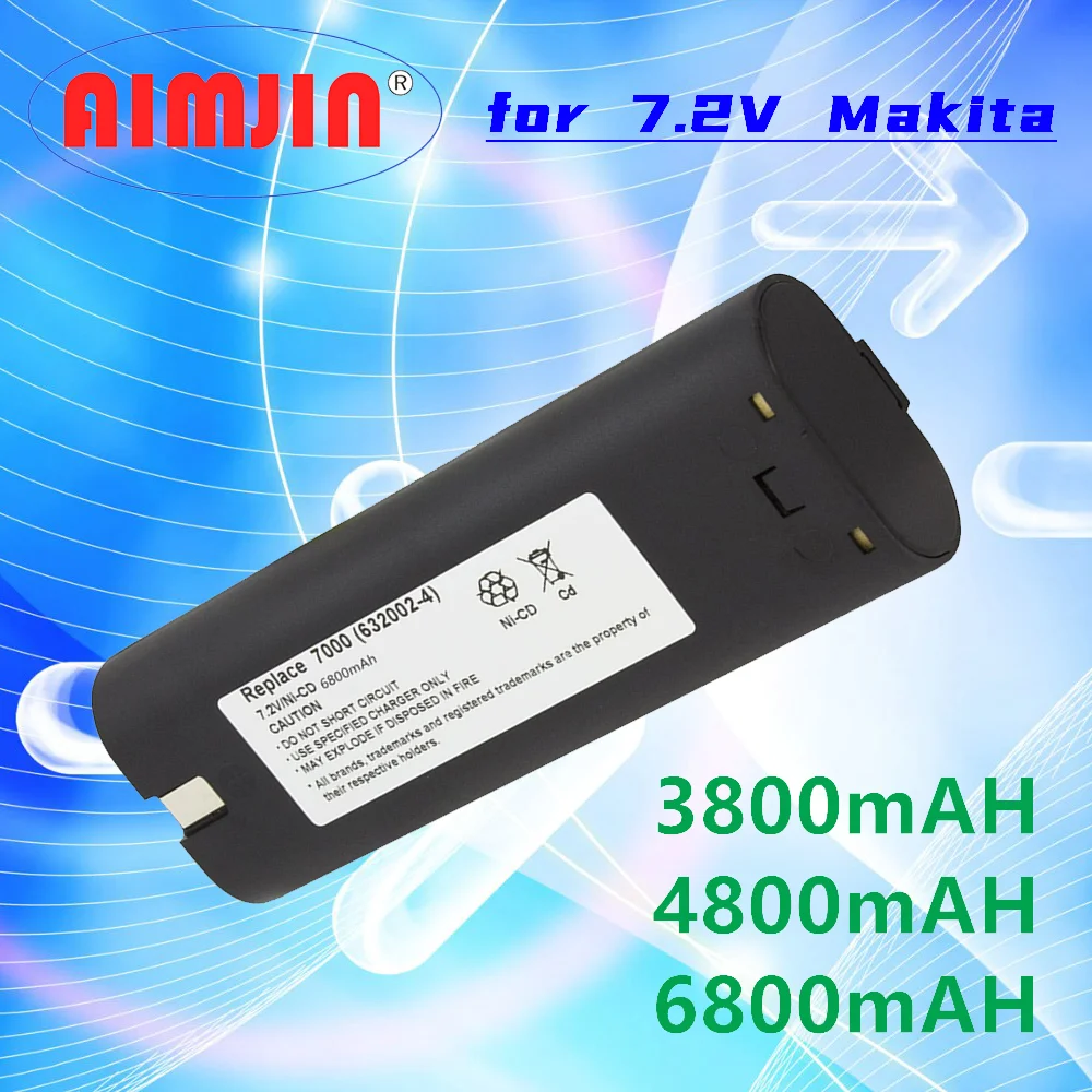 Latest Upgrade 7.2V 3.8/4.8/6.8Ah Power Tool Battery for MAKITA 7033 7002 7000 632003-2 191679-9 192532-2 Drill Tool Battery