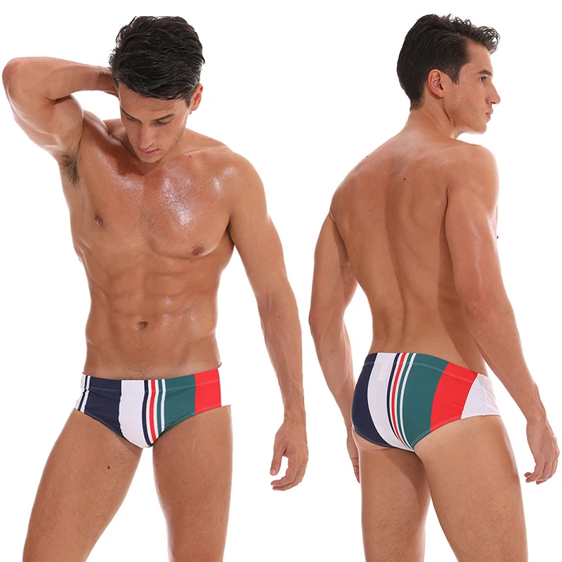 Datifer 2025 Summer Mens Shorts Polyester Sexy Low Waist Swim Briefs Removerable Pad Traje De Baño Hombre Underpants Swimwear