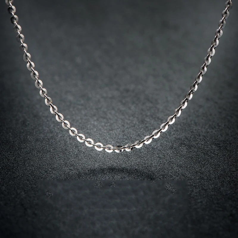 

Au750 Pure Real 18K White Gold Necklace For Women Female Rolo O Chain 0.8/1.2/1.5mm Rolo Link Chain 40-50cm Gift